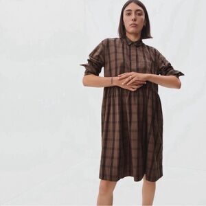 Everlane The Field Dress In Mocha Plaid